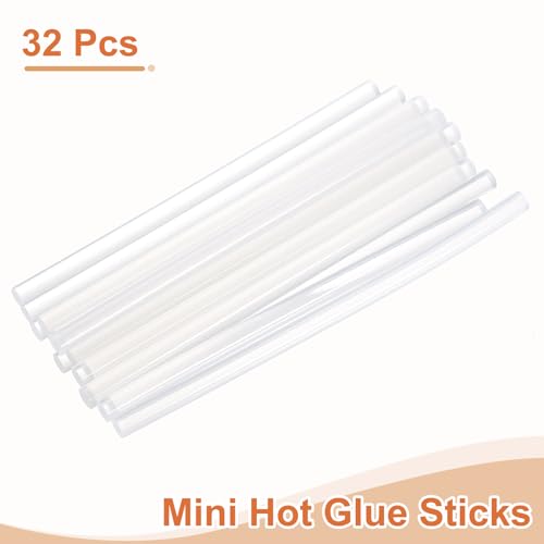 uxcell 32 Pcs Mini Hot Glue Sticks, 0.28" Dia x 5.91" Long EVA Glue Gun Sticks, White Clear Mini Hot Melt Glue Sticks for DIY Craft Sticky Projects 0.28" x 5.91"