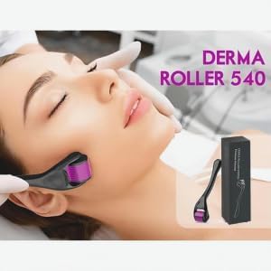 Derma Roller for Skin,Beard Derma Roller for Hair Growth & Care,Facial Roll, Micro needling 0.25mm 0.5mm 1mm 1.5mm,540 Titanium Micro Needles for Facial,Body & Hair Growth (1MM)