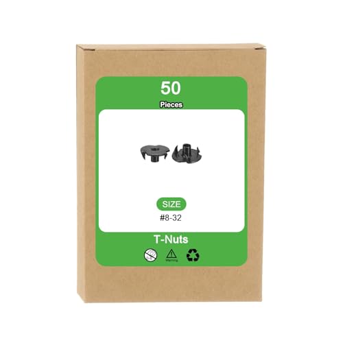 uxcell #8-32 T-Nuts, Zinc-Plated Carbon Steel 3-Pronged Tee Nuts Threaded Inserts for Climbing Holds and Wood Working, Black 50Pcs (Pack of 2) #8-32 (Pack of 2)