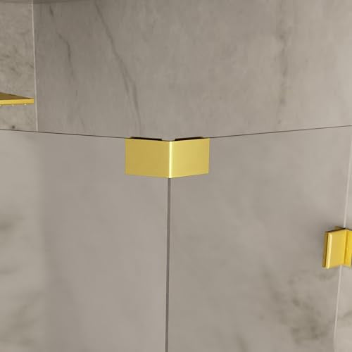 Brixwell Square 135 Degree Glass-to-Glass Clamp, Brass, Polished Brass