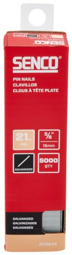 SENCO ZX10EAA 5/8" 21 Gauge Pin Nails, Galvanized Finish 5,000 Count Pack