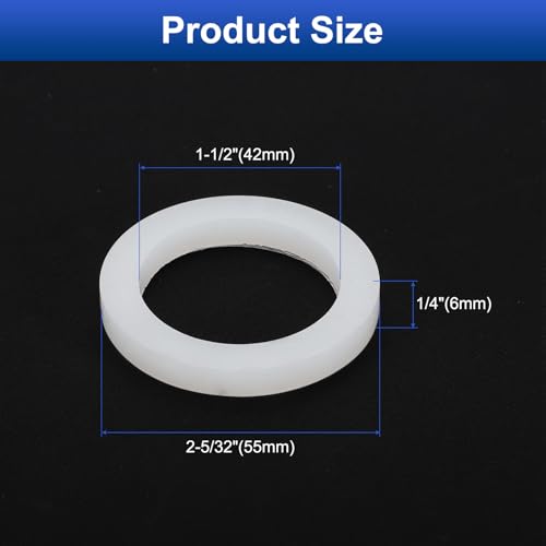 uxcell 12 Pcs Solid Silicone Flat Washer DN40 2-5/32" OD x 1-1/2" ID x 1/4" Thickness Large Washers O Ring Sealing Gaskets, Industrial Flat silicone Spacer, White 1-1/2" x 2 5/32" x 1/4"