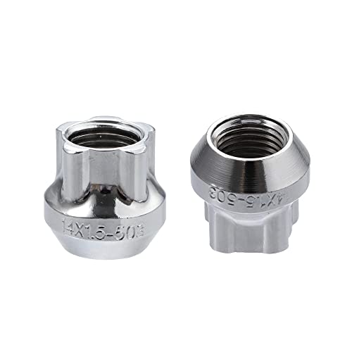 ACROPIX M14x1.5 Car Wheel Lock Lug Nuts Set Anti Theft Lug Nut Screw Fit for Tesla Model 3 - Pack of 5 Silver Tone