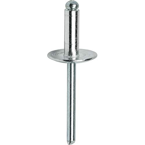 Fastenere Large Flange Pop Rivets - 3/16" x 1/4" (50 Pack) Aluminum Body Steel Mandrel, Heavy Duty Dome Head Blind Rivets, Open End 6-4 Gap .188" - .250" - Corrosion Resistant, High Shear Strength 3/16" x 1/4" (6-4) (50 Pack)