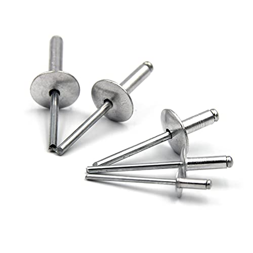  [AUSTRALIA] - ISPINNER 125pcs Large Flange Aluminum Blind Rivets, Pop Rivets Assortment Kit (Silver) Silver