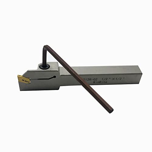 1/2" 3/8" Indexable Lathe Grooving Parting Holder with 10 Pieces GTN- SP200 Heavy Duty Nickel Plated ZQ1212R02 Right -Hand Cut Off Tool Carbide Inserts (1/2" ZQ1212R02 with 10pcs Inserts) 1/2" ZQ1212R02 with 10pcs inserts