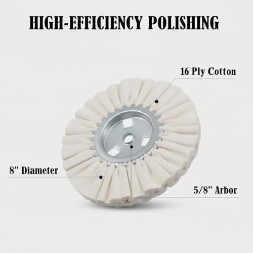 2 Pcs 8'' Airway Buffing Wheels with 5/8'' Arbor Cotton+Non woven Wheels