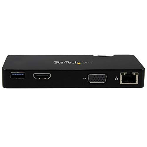 StarTech.com USB 3.0 to HDMI or VGA Adapter Dock - USB 3.0 Mini Docking Station w/ USB, GbE Ports - Portable Universal Laptop Travel Hub (USB3SMDOCKHV) , Black 1x USB-A 3.0 | HDMI, VGA