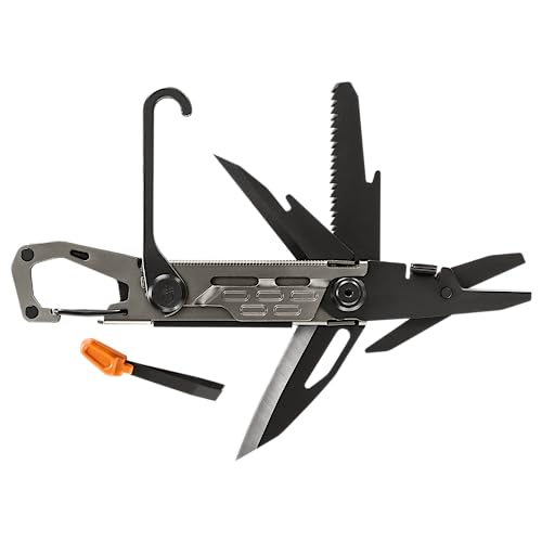 Gerber Gear Stake Out 11-in-1 Multi-tool - 2.2" Plain Edge Blade, Tent Stake Puller, Carabiner Carry - EDC Gear and Equipment - Graphite