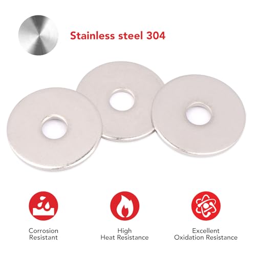 100PCS Fender Washers 1/4" x 1", 304 Stainless Steel Flat Washers Large OD Flat SS Oversized Washers for Screws Bolts Hardware (1/4" x 1" 100PCS) 1/4" x 1" 100PCS