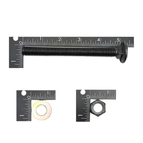 1/2"-13 x 5 Grade 8 Carriage Bolts (4-Pack) – Heavy-Duty Coarse Thread Bolts with Washers and Nylon Lock Nuts – Round Head Square Neck SAE J429 5.0" Plain Black Finish Bolts, Washers, Nuts 4