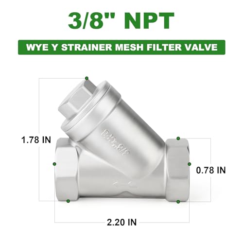 TAISHER 1PCS 304 Stainless Steel 3/8" NPT Female WYE Y Strainer Mesh Filter Valve CF8 WOG 800 3/8" BSP