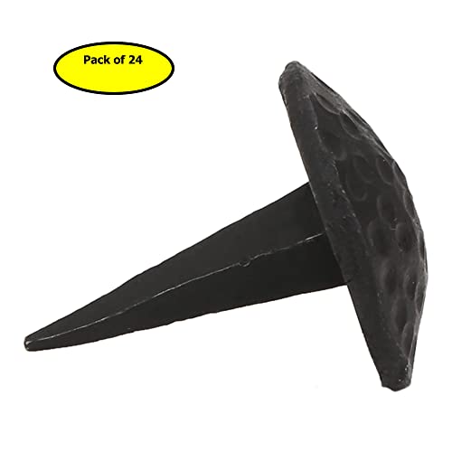 A29 Round Iron Decorative Nails, Set of 24, Natural Black, 1 x 1" 1" x 1" (24 pk)