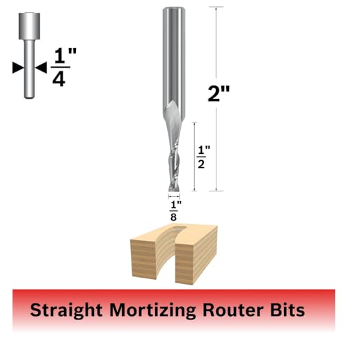 Bosch 85908MC 1/8 in. x 1/2 in. Solid Carbide Double-Flute Upcut Spiral Router Bit