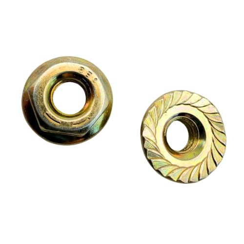 1/4"-20 Grade 8 Serrated Flange Nuts (20 Pack) – Heavy Duty Yellow Zinc Coarse Thread Locking Fasteners, SAE J995 Vibration Resistant Steel Serrated Flange Nut – 20 Pack