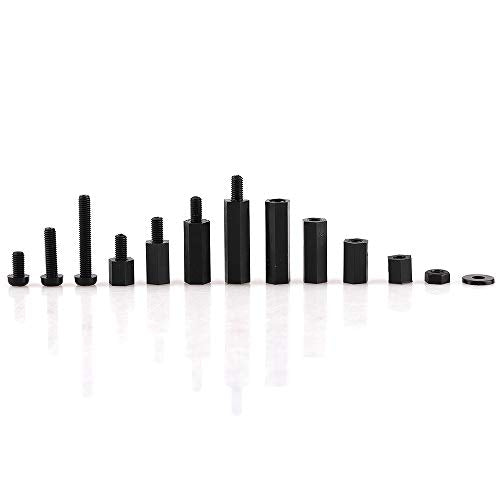 320pcs M3 Black Nylon Screw and Nut Combination Box Screw Nut
