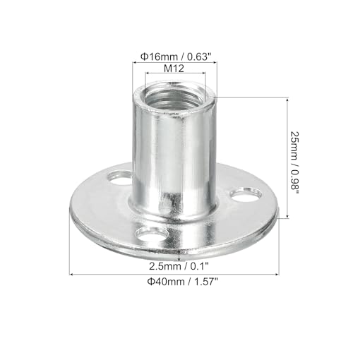 uxcell M12 Brad Hole Tee Nut, 15pcs Carbon Steel Round Base Screw-in T-Nuts Furniture Hardware Flange Female Thread Insert Nuts 15