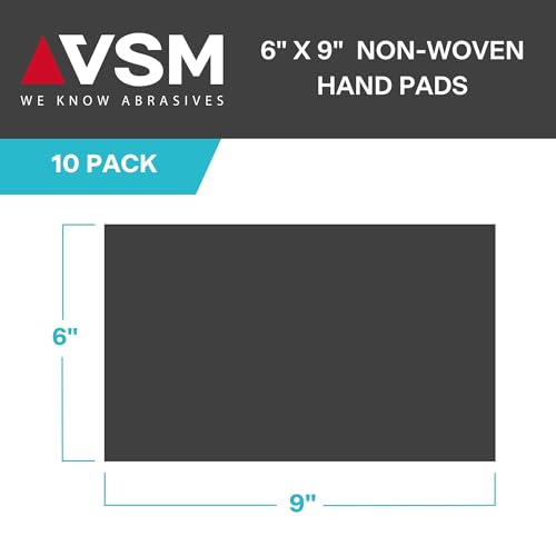 VSM Abrasives Non-Woven Hand Pads, 6"x 9", Light Duty Pack - 5 Ultra Fine (Gray) and 5 Extra Fine (White), Pack of 10 Scuff Pads