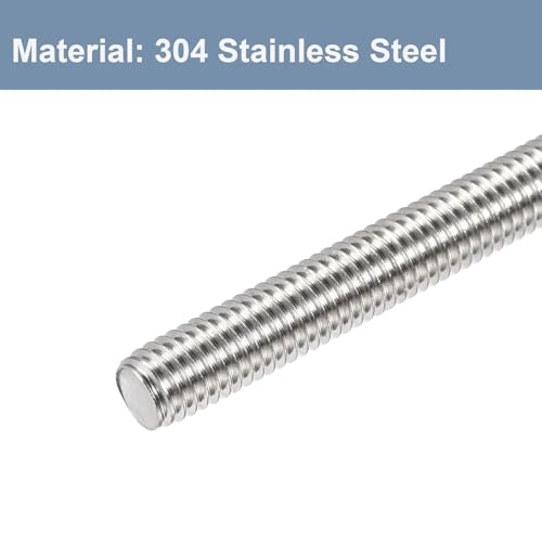 Fully Threaded Rod M10 x 50mm 1.5mm Thread Pitch, 20 Pack 304 Stainless Steel Right Hand Threaded Rods Bar Studs for Furniture Machinery Assembly