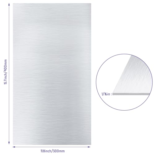 ZOFORTY 6061 Aluminum Sheet Metal 12 x 16 x 1/16 Inch Flat Plain Plate Panel Aluminum Sheet Plate Finely Polished and Deburred, 1.5mm Thick