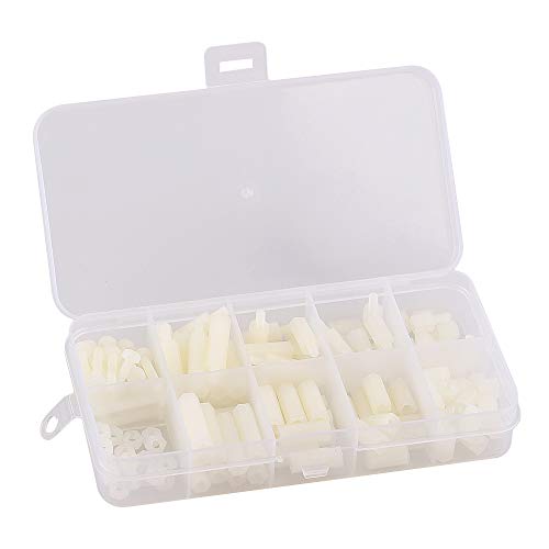120pcs M3 White Nylon Screw and Nut Combination Box 4 Types 10 Sizes