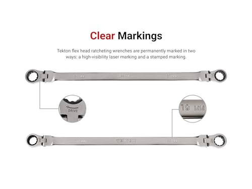 TEKTON 1/4 x 5/16 Inch Long Flex Head Ratcheting Box End Wrench | WRB36306 1/4 x 5/16-Inch