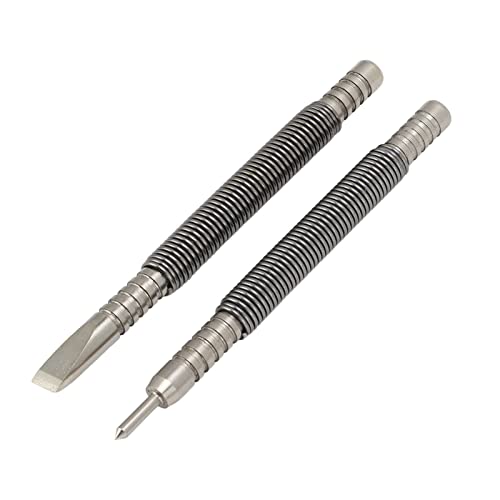 2 Pcs Punch and Chisel Set, Hammerless Cold Chisel and Hinge Pin Punch Set Spring Nail Set Spring Tools Force Door Pin Removal Tool