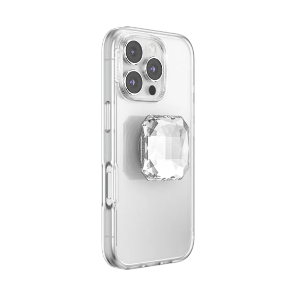 PopSockets Adhesive Phone Grip, Holder, Phone Stand, Heart - Pillow Cut Heart Clear Glitter Pillow Cut Glitter