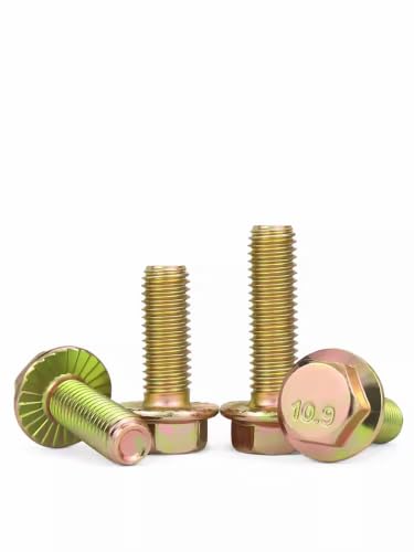 10.9 Grade High-Strength M12-1.25 Hex Flange Fine-Thread Screws, 9 Lengths (25/30/40/50/60/70/80/90/100mm) - 4 Pcs, Color-Zinc Plated, Suitable for Hardware & Car Modification (M12-1.25 * 90mm) M12-1.25*90mm