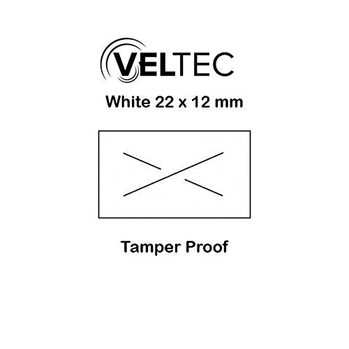 Veltec 2212 White Pricing Labels for Garvey (22-6, 22-7, 22-8) and Contact (6.22, 7.22, 8.22) One-Line Price Gun/Labelers, Free Ink Roller – 9 Rolls, 11,000 Labels with Security Slits