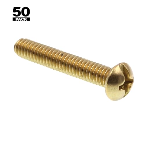 Prime-Line 9005490 Machine Screw, Round Head, Slotted/Phillips Combo, 1/4 in-20 X 1-1/2 in, Solid Brass, Pack of 50 50 Pack