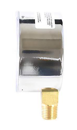 Diaphragm Low Pressure Capsule Gauge, 2-1/2" Dial, 3 PSI Range, 1/4" NPT Lower Mount, Chrome Steel Case, Brass Internals, Adjustable, Scales 3 PSI / 20 kPa / 200 mBar