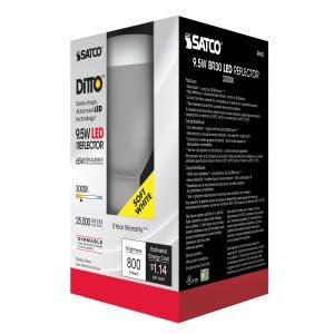 Satco S9621-9.5 Watt BR30 LED Reflector Soft White Light Bulbs - 105 Degree Beam Angle - 3000K - E26 Medium Base - 120 Volt - Dimmable - 750 Lumens - 6 Pack