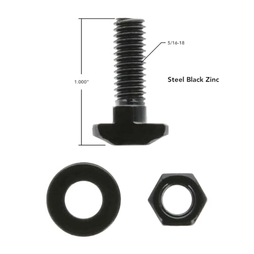 8020, 3301, 15 Series, 5/16-18 x 1" Long Drop in T-Slot Hammer Head Stud Bolt with 5/16 Hex Nut and Washer for 80/20 Aluminum Extrusion T Slot Channel Hardware HW (15)