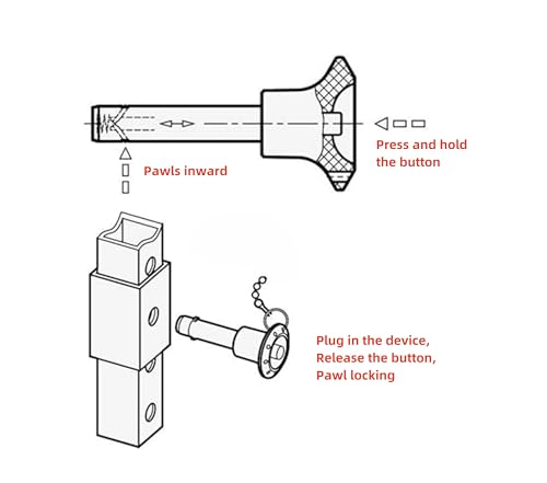 Stainless Steel jaw Handle Locking pin with axial Locking Pawl pin Tongue Quick-Release pin with Safety Rope (Diameter:3/8in(10mm), Clamping Length：1-9/16in(40mm)) Diameter:3/8in(10mm) Clamping length：1-9/16in(40mm)