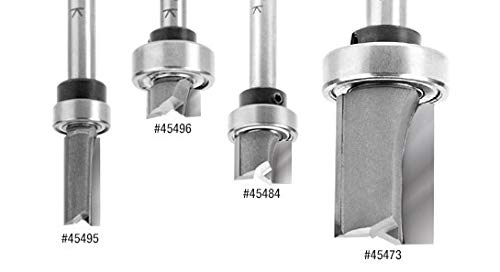 Amana Tool 45371 Carbide Tipped Flush Trim Plunge Template 5/16 D x 1 CH x 1/4 Inch SHK w/Oversized Upper Ball Bearing Router Bit 5/16 Dia x 1 4" Shank