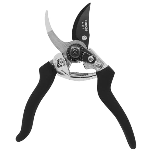 Zenport Z201 Heavy Duty Pruner, Bypass Euro, Black Handles, Steel, 8-Inch 1