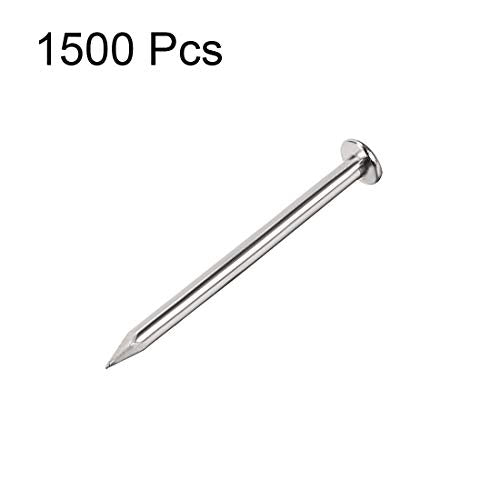 uxcell Small Tiny Hardware Nails Carbon Steel 1.2X19mm(DXL) for DIY Decorative Wooden Boxes Accessories Silver Tone 1500pcs