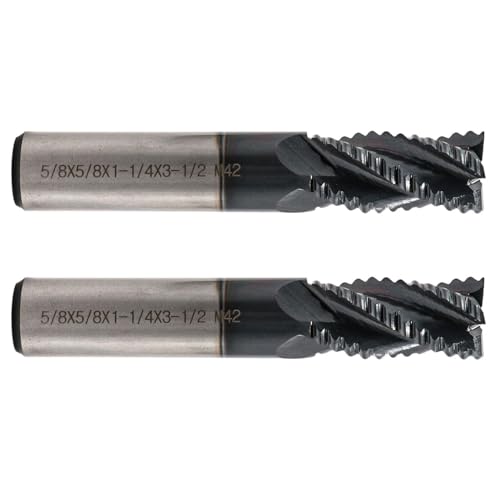 4 Flute M42 8% Cobalt HSS Roughing End Mill Set(2Pcs, 5/8"), AlTiN Coated 5/8 in 2