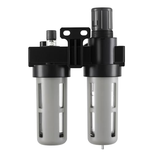 Compressed Air Filter Regulator Lubricator Combo Airtac BFC2000-C 1/4''NPT 0-140 PSI with Pressure Gauge Semi-Auto Drain 3 in 1 Two FR.L Unit BFC2000C 1/4'' NPT