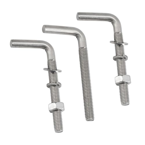 (30 Pieces) M5x50mm L Shaped Threaded Bolt Kits 304 Stainless Steel Foundation Anchor Bolts Square Screws Hooks For Hanging M5x50mm(30 Pieces)