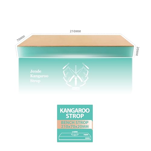 Jende 210x70mm Kangaroo Leather Knife Strop, 3/4" thick acrylic-kangaroo strop for knife maintenance and sharpening