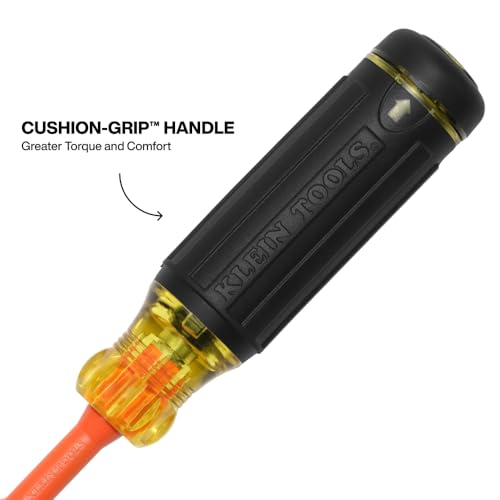 Klein Tools 32306INS 6-in-1 Insulated Multi-Bit Screwdriver, Multi-Bit Driver with Auto-Locking Collar, 1000V Rated, In-Handle Bit Storage