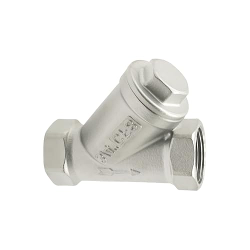 3/4 Inch Female Y-Strainer Industrial Piping, 304 Stainless Steel Valve Connector, Y Strainer for Removes Water Oil and Gas Contaminants 3/4 Inch