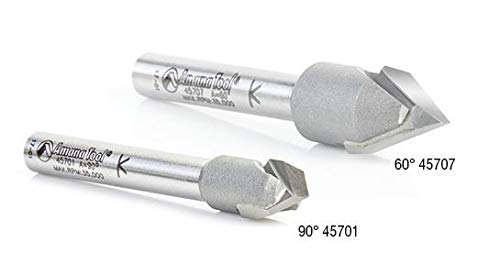 Amana Tool - 45707 Carbide Tipped "Zero Pt." V-Groove 60 Deg x 1/2 Dia x 9/16 x 1/4" 1/2 Dia x 9/16 x 1/4"