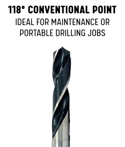 Drill America 1-1/8" Reduced Shank High Speed Steel Drill Bit with 1/2" Shank, D/A3F Series 1-1/8"