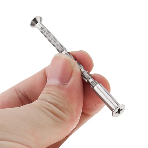 10 Set Door Handle Hardware Lever Handle Screws Connecting Bolts & Sleeves M4 x 60mm, Phillips Drive Flat Countersunk Head Fixing Cutting Slot Articulated Screw