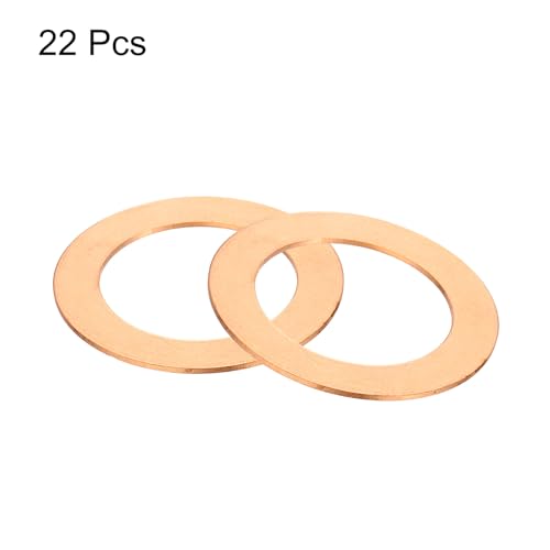 MECCANIXITY 22 Pcs Flat Copper Washers, 27x40x1mm Copper Upgraded Flat Metric Sealing Crush Ring Washers for Hydraulic Fittings Screw Bolt Nut Electronic Repair