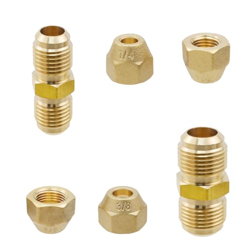 T Tulead Copper Pipe Extension Joint Connectors 8PCS for Tube Dia 1/4",3/8" 0.25 Inch