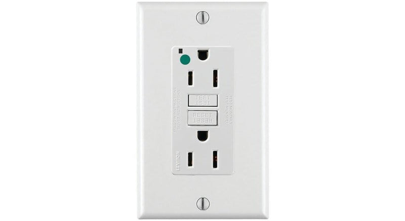 Leviton 15A-125V Extra-Heavy Duty Hospital Grade Non-Tamper-Resistant Duplex Self-Test GFCI Receptacle, 15-Amp, GFNT1-HGW, White